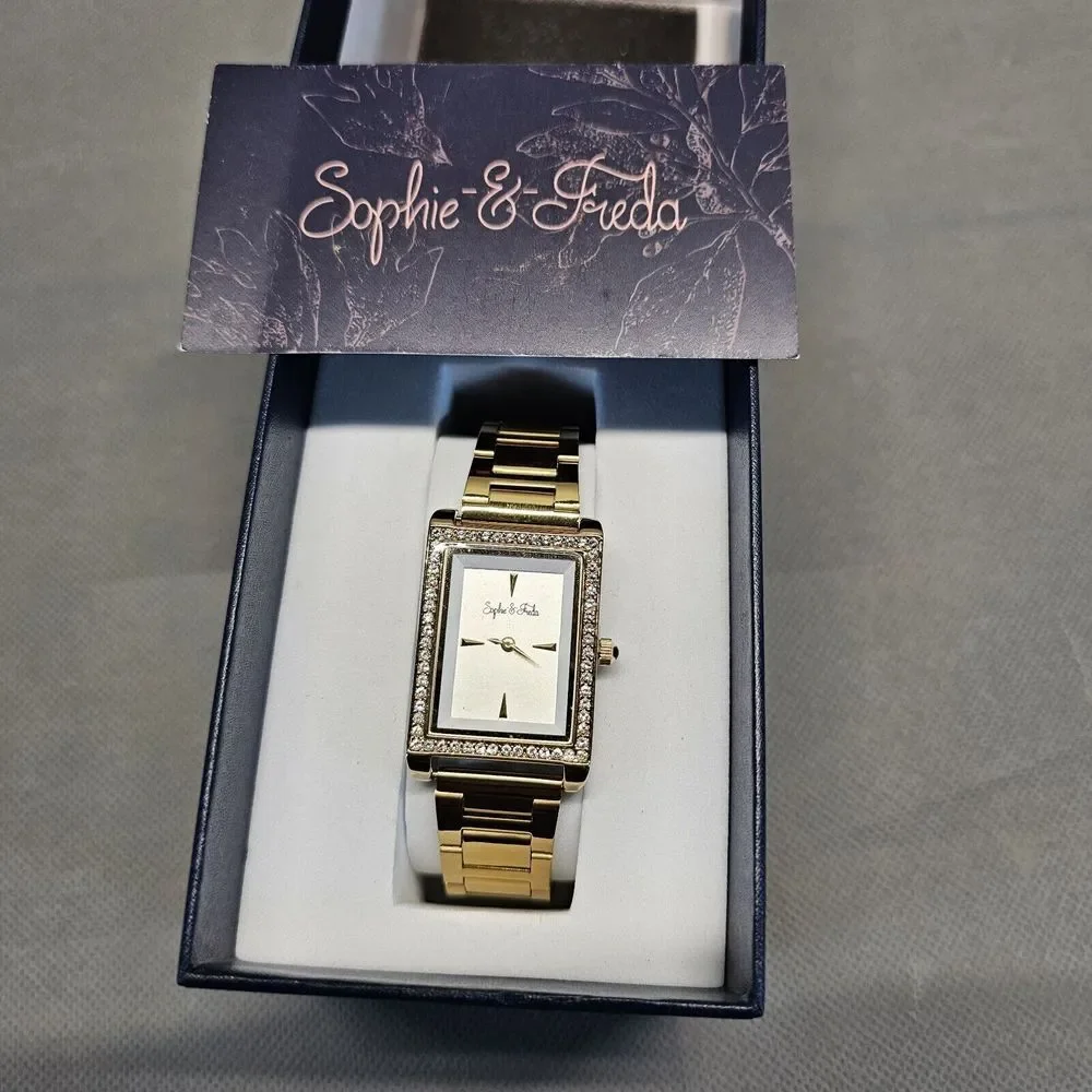 SOPHIE AND FREDA Wilmington Quartz w/Swarovski Crystal Silver‎ Dial Ladies Watch